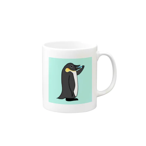 歯磨きペンギン　コップ　青 マグカップ
