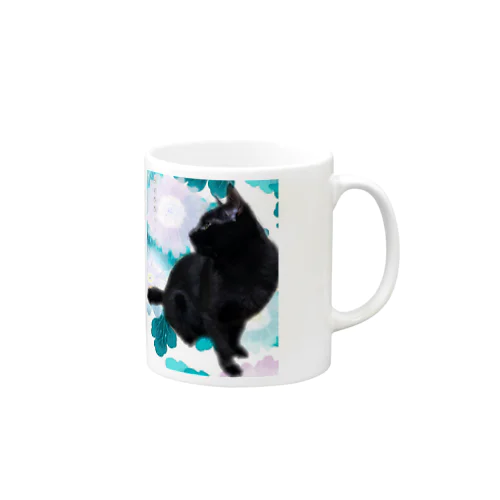 黒猫・幸運の鍵しっぽ😸 マグカップ