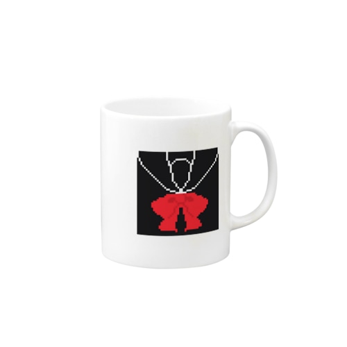 ドット絵セーラー服(黒赤) Mug
