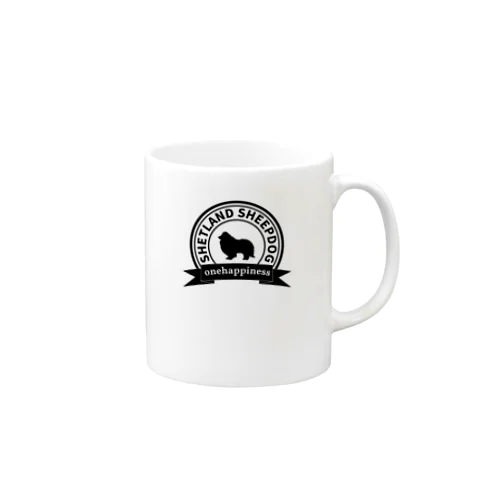 シェルティ シルエット　エンブレム Mug