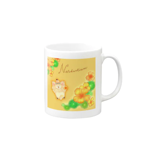 《ボタニカル》＊ナスタチウム×ちわわ＊誕生日花 Mug