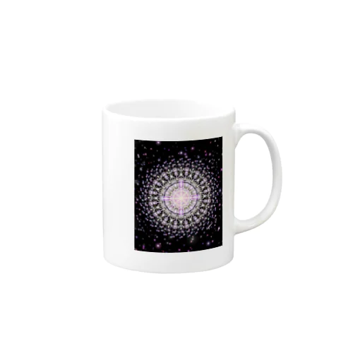 癒しの宇宙曼荼羅アート・ブラックピンク Mug