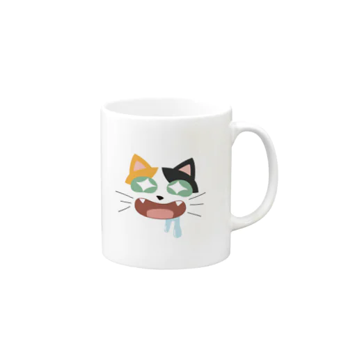 よだれしたたるかわいいニャンコ　三毛猫 Mug