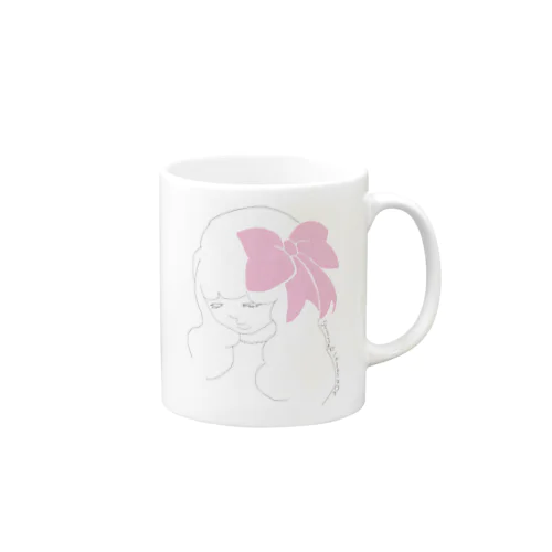 ピンクのリボンの子 Mug