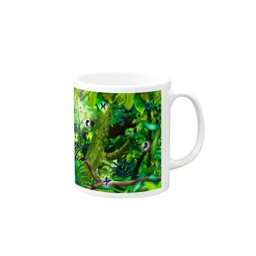 ジャングルと青蝶 マグカップ