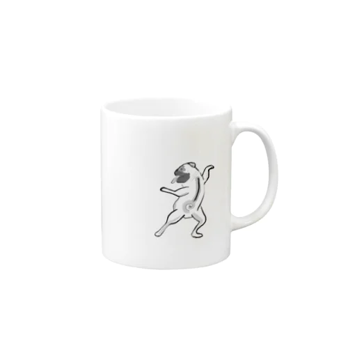 鳥獣戯画風パグ 文字なしアターーーッ!! Mug