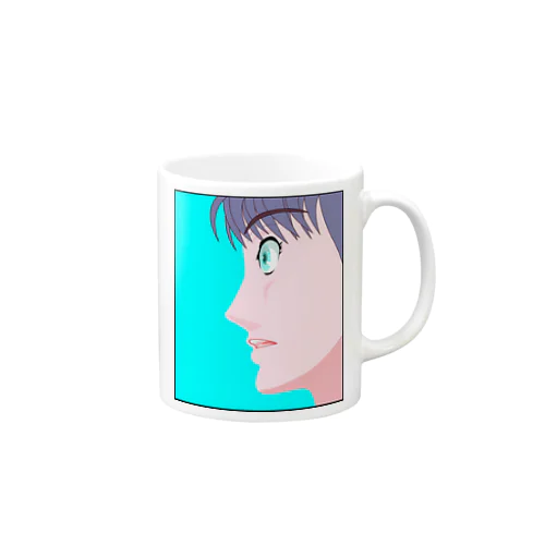 横顔の女子 Mug