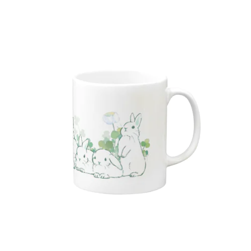 白いうさぎさんたち(緑) Mug