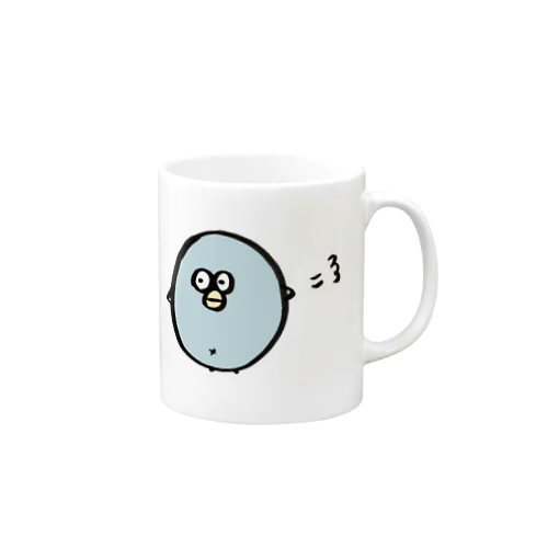 走る幸せ太りのアオイトリ Mug