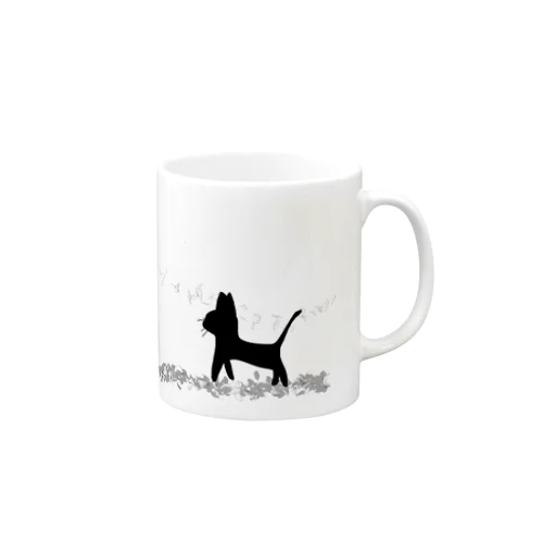 シルエットにゃんこ(サラダ) Mug