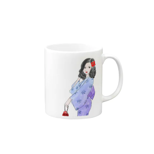 ハイビスカスと浴衣 Mug