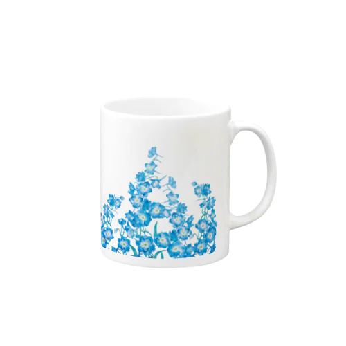 咲き乱れる青い花 デルフィニウム Mug