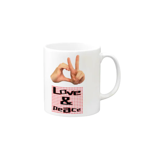 LOVE＆PEACEリアルハンドサイン マグカップ