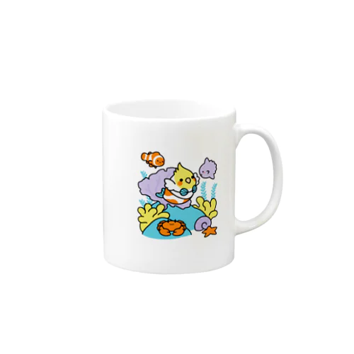 Chubby Bird サンゴ礁を守ろう！　オカメインコと海のお友達 Mug