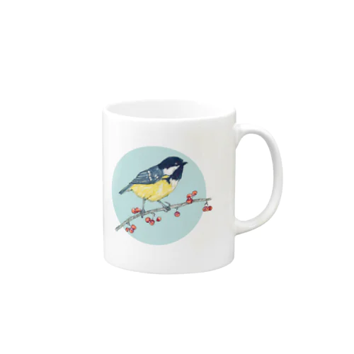 ベリーと鳥 (Great Tit) Mug