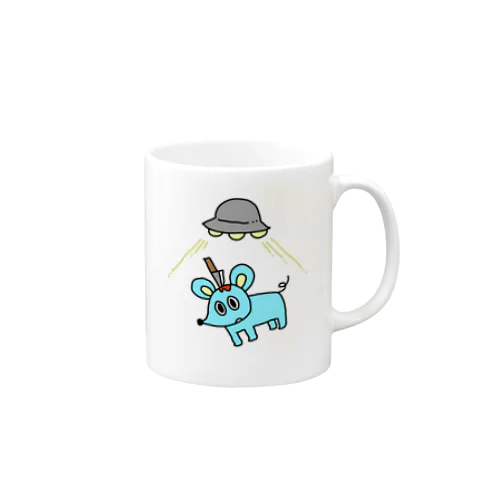 UFOにさらわれるねずみ Mug