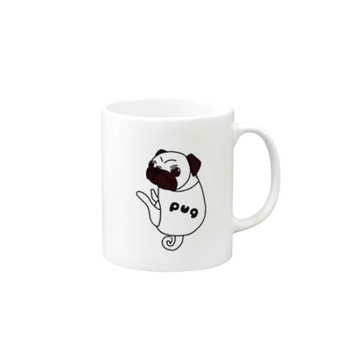 毎日にパグ　振り向き柄 Mug