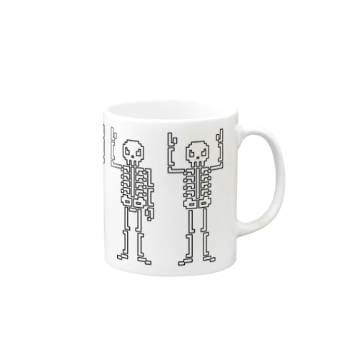 きまぐれドクロ黒枠「左、右、両手あげて」 Mug