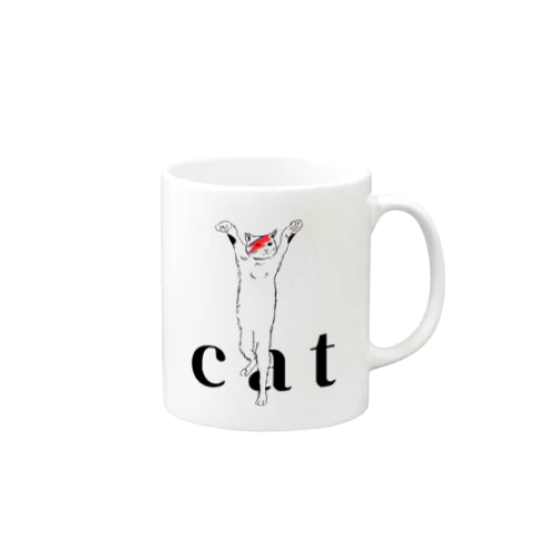 デヴィッドボウイのメイクを施したカッコいい白猫 Mug