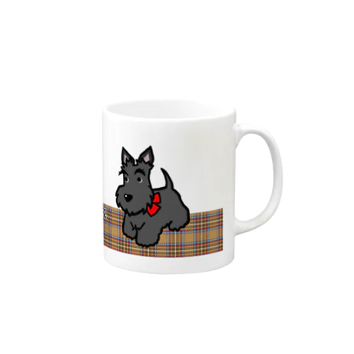 くろいぬリア【タータン】モカ Mug