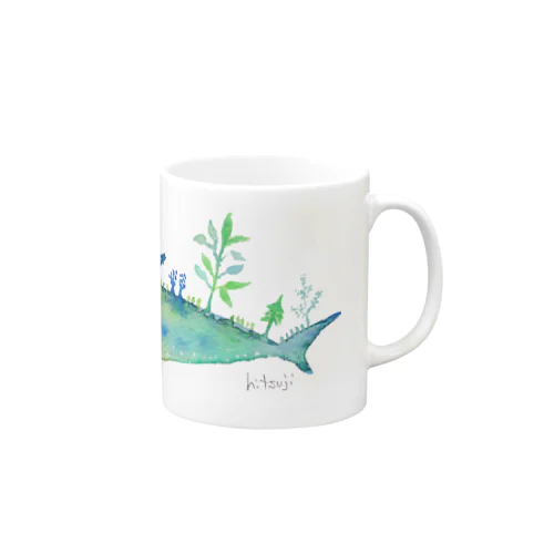 水彩画 植物イルカ マグカップ