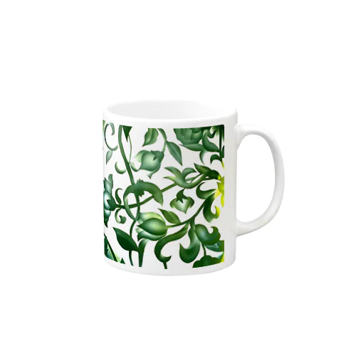 green flowers 緑の花唐草 Mug