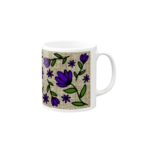 パープルフラワー ヴィンテージファブリックテイスト Mug