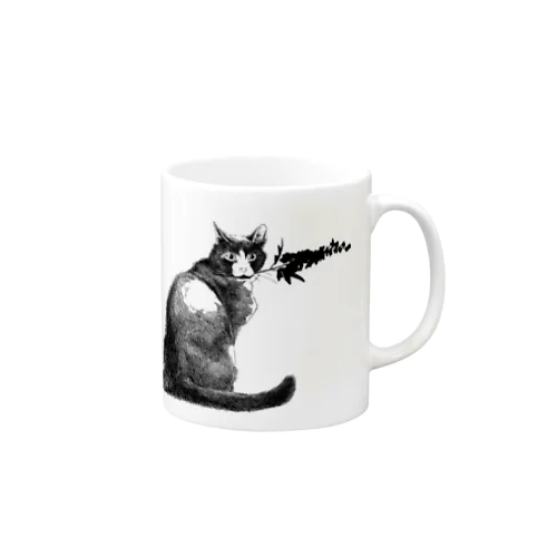 花を贈る猫 Mug