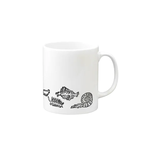 長く並ぶ古代生物 Mug