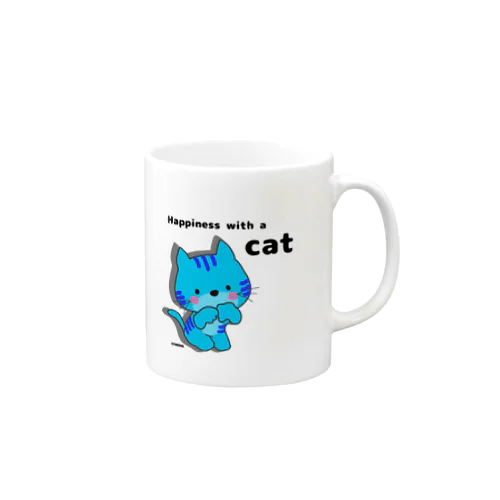 幸せ子猫！Blue Mug