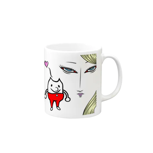 猫と美女 Mug