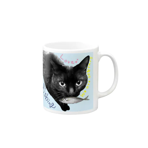 黒猫ルナのフィッシング マグカップ