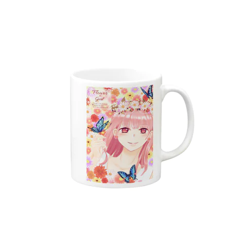 春のお花と女の子と少しの蝶々 Mug