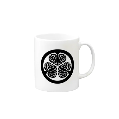 徳川家康 家紋 三つ葉左葵巴の紋 葵（黒） Mug