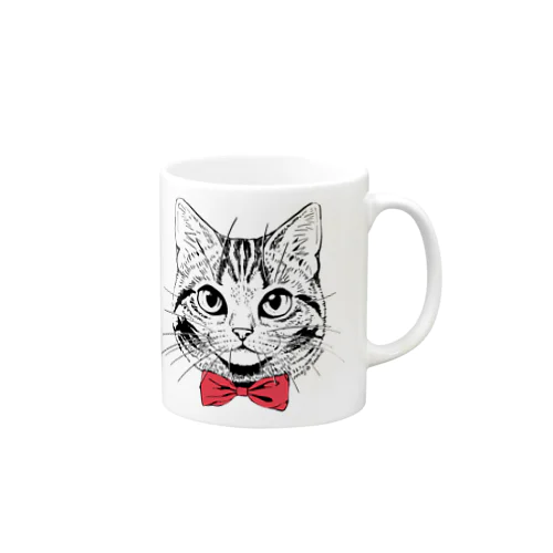 赤蝶ネクタイの猫 Mug