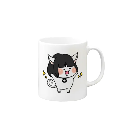 おかっぱ猫ぶんちゃん（白） Mug