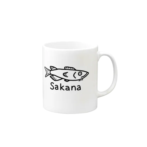 Sakana (魚) 黒デザイン マグカップ