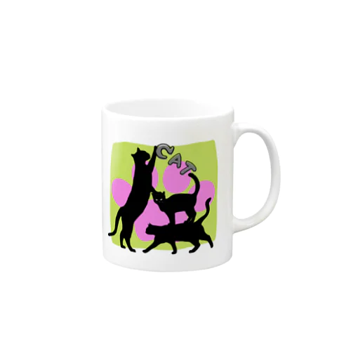 黒猫タワー(肉球) Mug