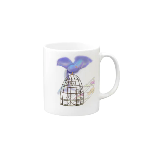 青い鳥と鳥かご Mug