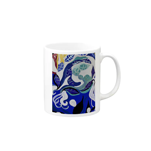 紺碧の葉魚と花❷ Mug