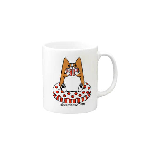 pomamomiko コーギー　Tシャツ WelshCorg Corgi 読書 Mug