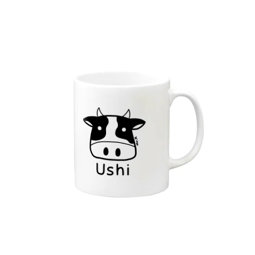 Ushi (牛) 黒デザイン マグカップ