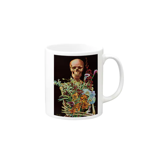 骸骨と花 Mug