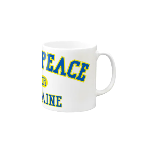 love Peace ウクライナ 青文字　カレッジロゴ風 マグカップ