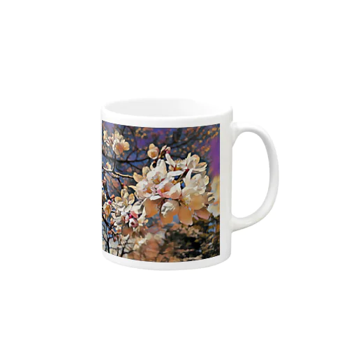 夕日 絵画 桜  Mug