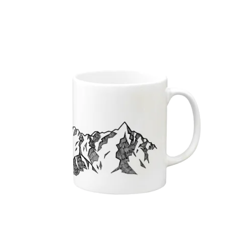 槍穂高連峰　黒ペン Mug