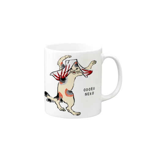 浮世絵　踊る猫 Mug