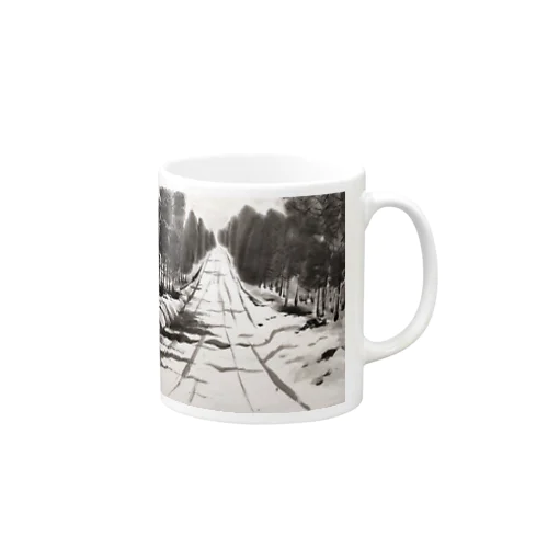 墨絵　雪道 Mug