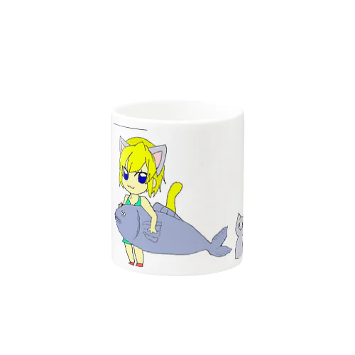 猫と魚 Mug