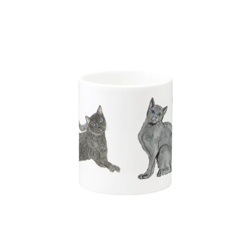 黒猫 & ロシアンブルー Mug